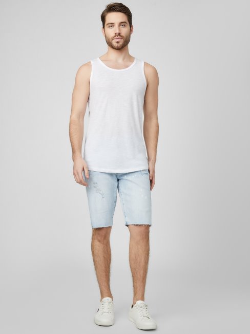 Short En Jean Droit Clair Délavé Clarke Guess