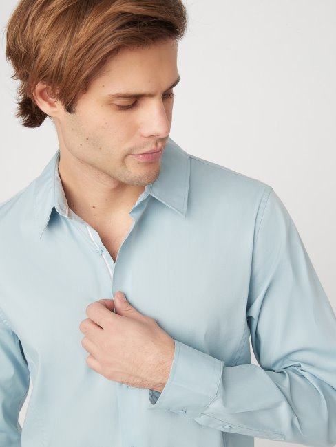 Chemise En Popeline Bleu Damon Guess Remarquable