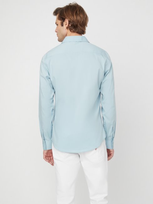 Chemise En Popeline Bleu Damon Guess Remarquable