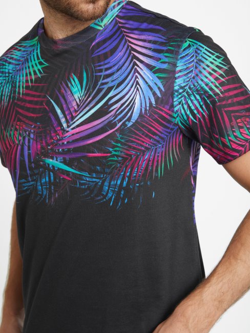 Tee Shirt Blain Graphique Jet Noir Guess