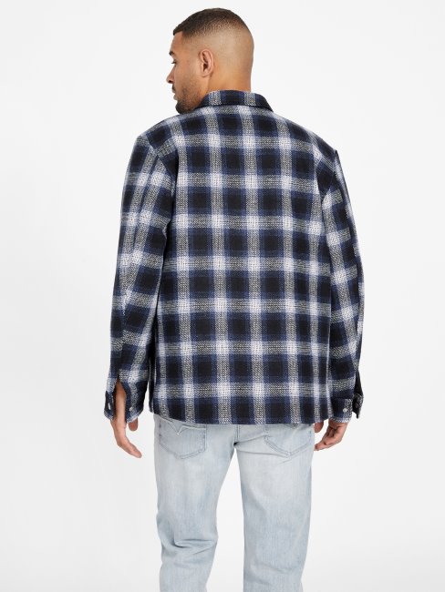 Guess Ted Veste En Laine Mélangée à Carreaux Bleus