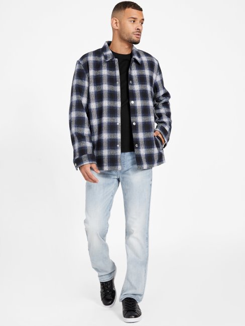 Guess Ted Veste En Laine Mélangée à Carreaux Bleus