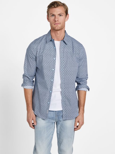 Remarquable Chemise Bleue Aries Mosaïque Guess