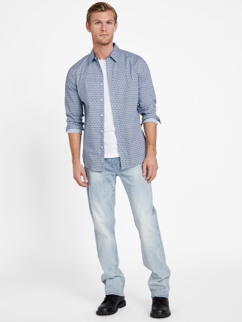 Remarquable Chemise Bleue Aries Mosaïque Guess