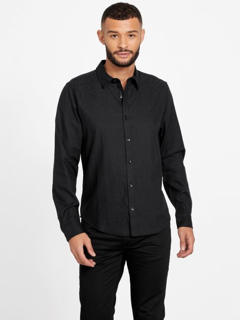 Chemise Jacquard Busio Guess Noir De Jais