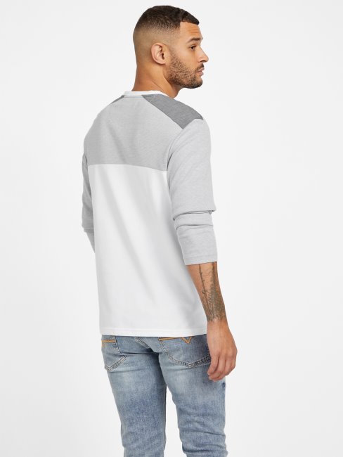 T-shirt à Manches Longues à Col En V Et à Col En V Guess Pure White