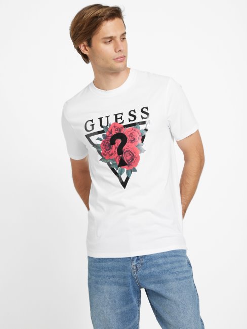 Tee Shirt Blanc Pur Eco Ammon Roses Guess