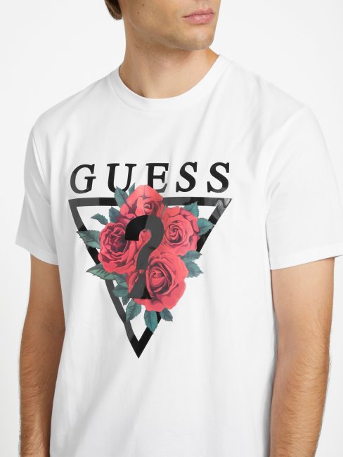 Tee Shirt Blanc Pur Eco Ammon Roses Guess