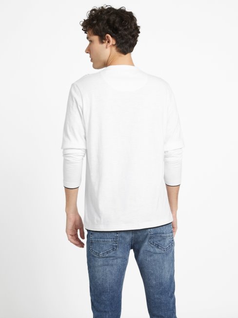 T-shirt à Manches Longues Et Logo Edgar Blanc Pur Guess