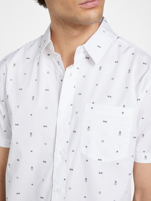 Chemise Guess Dusan Imprimé Géométrique Blanc Pur