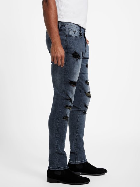 Draw - Jean Skinny Déchiré Et Réparé Délavé Destroy Dark Guess