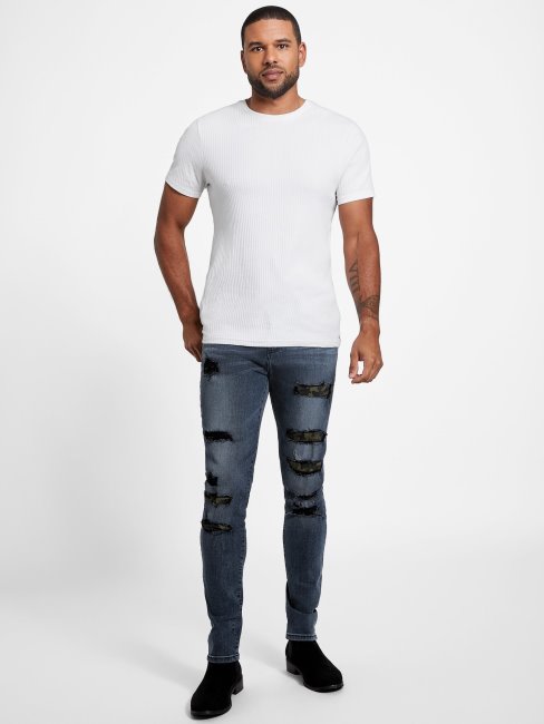 Draw - Jean Skinny Déchiré Et Réparé Délavé Destroy Dark Guess