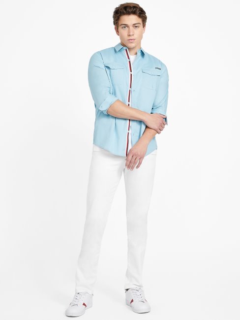 Remarquable Chemise Bleue à Manches Longues Guess Lingard