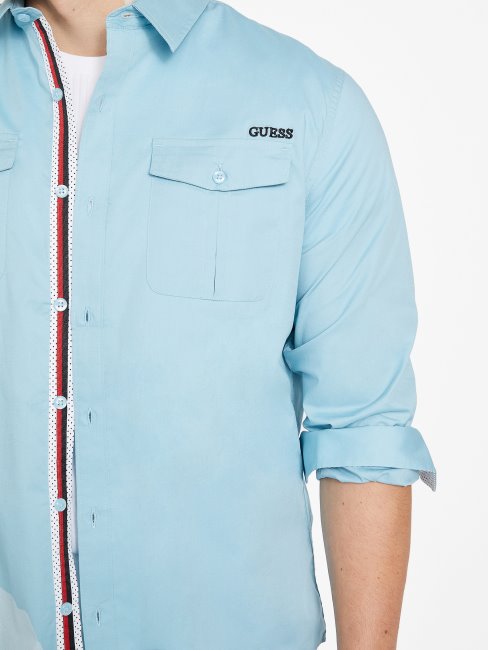 Remarquable Chemise Bleue à Manches Longues Guess Lingard