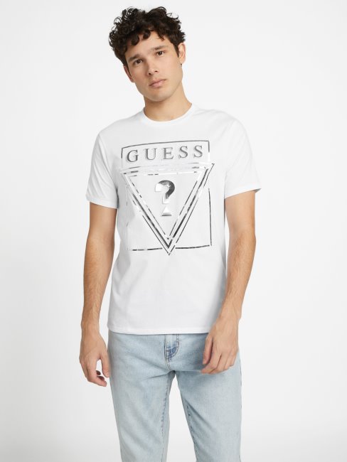 Tee Shirt Guess Ricky Logo Blanc Pur