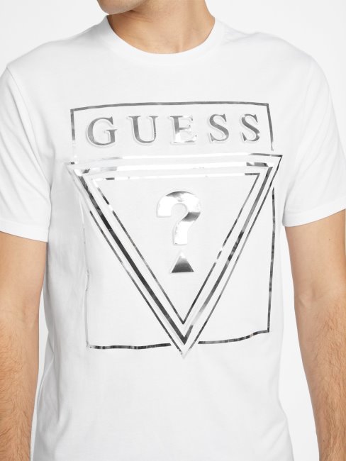 Tee Shirt Guess Ricky Logo Blanc Pur
