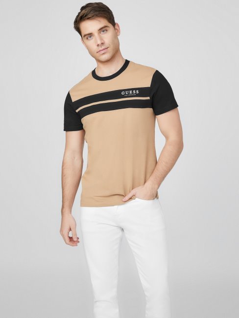 Thom Color-block Logo Tee Guess Taupe Grillé