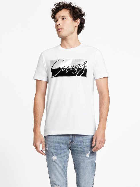 Tee Shirt Guess Nivellen Logo Blanc Pur