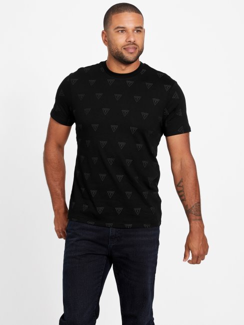 T-shirt Noir à Col Rond Et Logo Guess Rustie