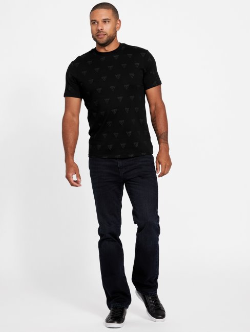 T-shirt Noir à Col Rond Et Logo Guess Rustie