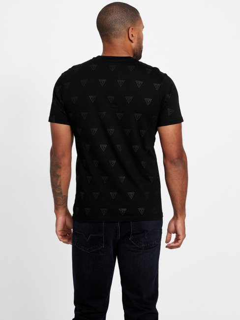 T-shirt Noir à Col Rond Et Logo Guess Rustie