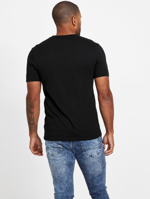 T-shirt à Col En V Mode Chronos Noir Jet De Guess