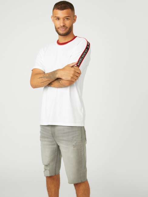 T-shirt Hyatt à Bande Logo Blanc Pur Guess