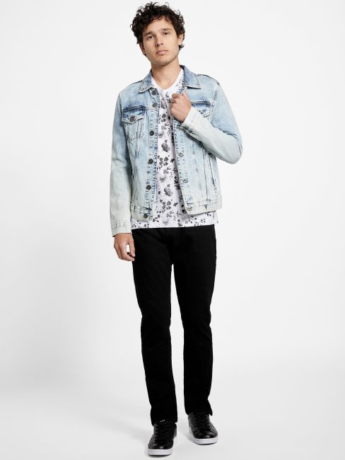 Tee Shirt Guess Lennard à Col En V à Fleurs Blanc Pur