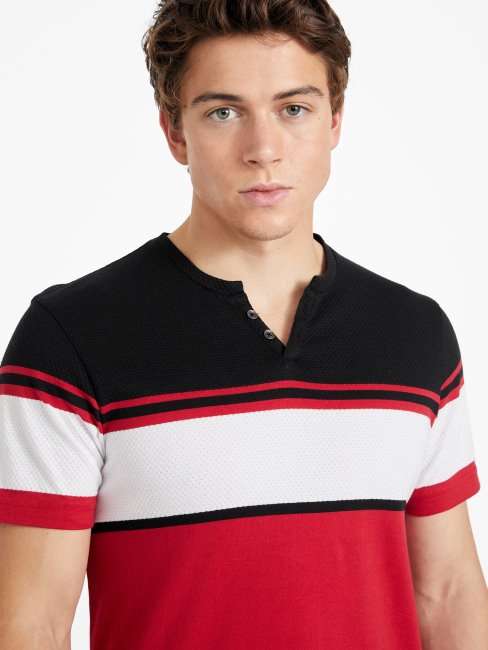 T-shirt à Fente Rayé Rouge Varsity Multi Chucky Devinez