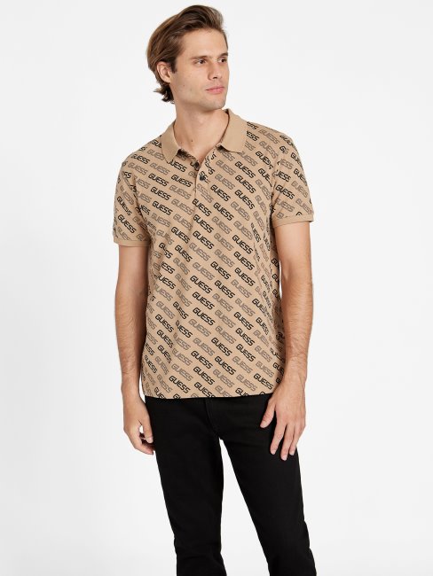 Polo Guess Bronton Logo Taupe Grillé
