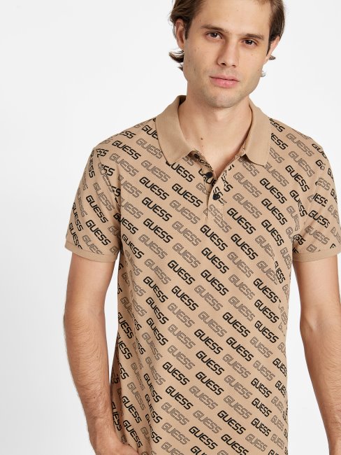 Polo Guess Bronton Logo Taupe Grillé