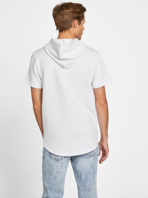 Sweat à Capuche Manches Courtes Guess Nate Blanc Pur