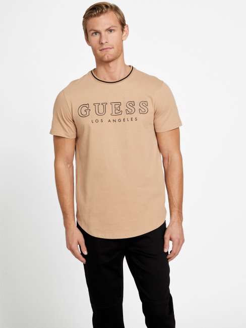 T-shirt Long Zade Ras Du Cou Guess Taupe Grillé