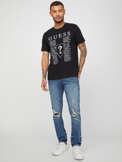 Tee Shirt Noir De Jais Avec Logo Guess Kwes