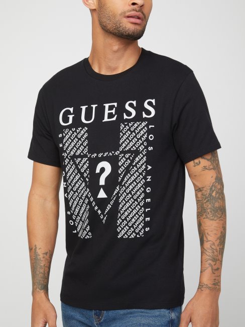 Tee Shirt Noir De Jais Avec Logo Guess Kwes