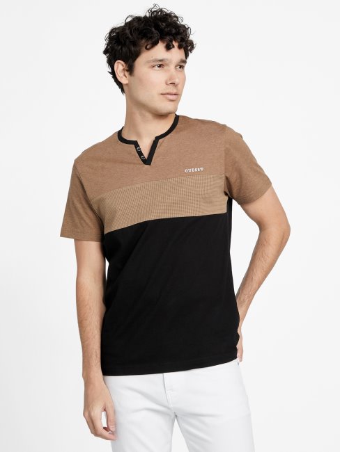 T-shirt Fendu à Blocs De Couleurs Multi Hanz Taupe Grillé Guess