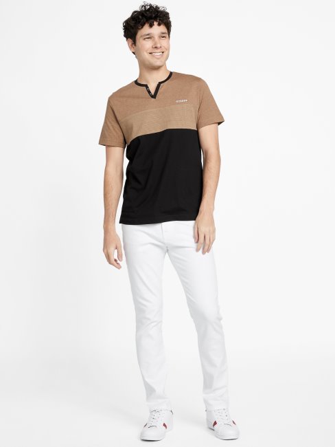 T-shirt Fendu à Blocs De Couleurs Multi Hanz Taupe Grillé Guess