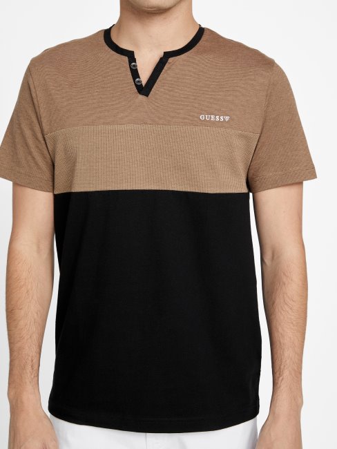 T-shirt Fendu à Blocs De Couleurs Multi Hanz Taupe Grillé Guess