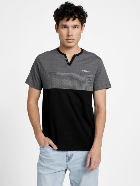 Tee Shirt Fendu Color Block Multi Guess Hanz Noir Jais