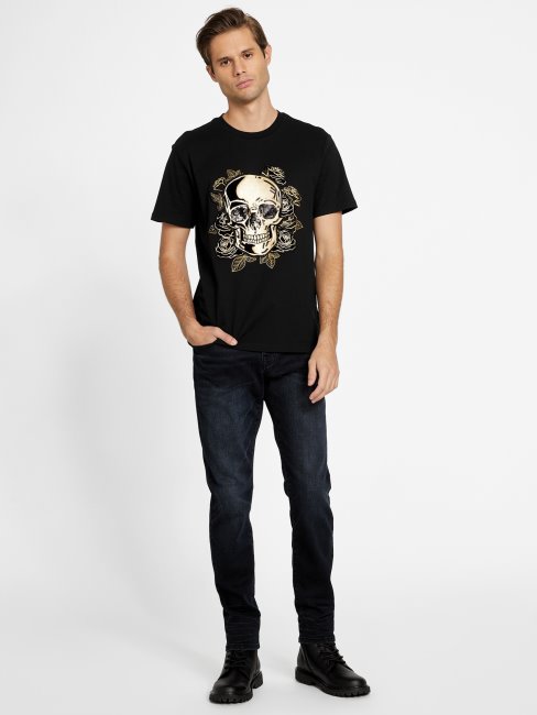 T-shirt à Col Rond Guess Dhine Noir De Jais