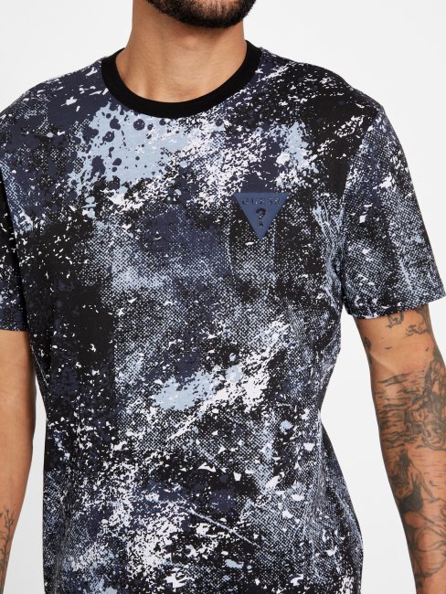 T-shirt à Col Rond Mode Leo Jet Noir Guess