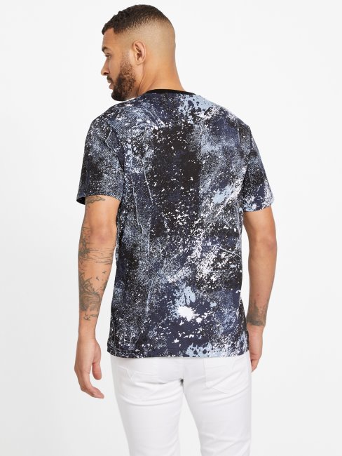 T-shirt à Col Rond Mode Leo Jet Noir Guess