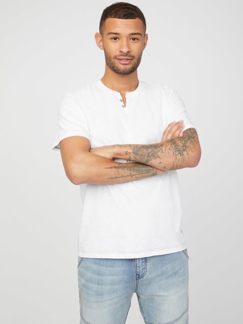 Tee Shirt Guess Eco Ricky Fendu Blanc Pur