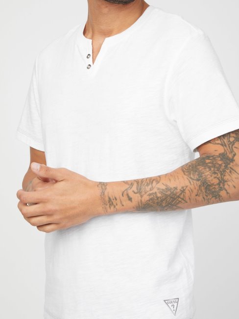 Tee Shirt Guess Eco Ricky Fendu Blanc Pur