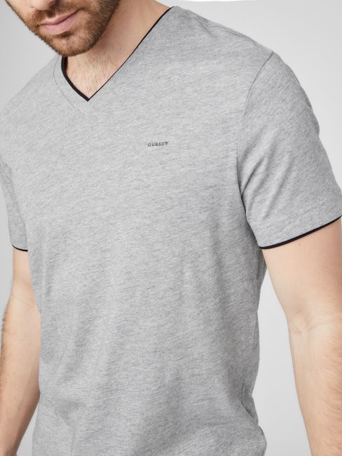 T-shirt à Col En V Chiné Armin Gris Chiné Clair Guess