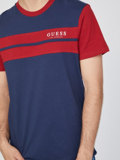 T-shirt Bleu Noirci à Logo Color Block Guess Thom