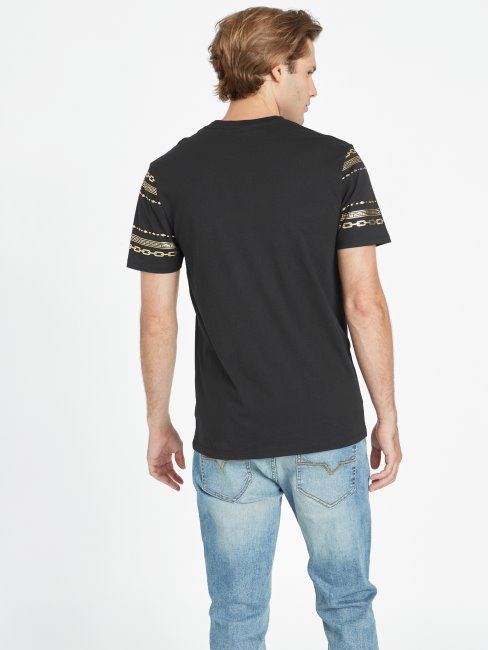 Tee Shirt Guess Bowman Métallisé Noir De Jais