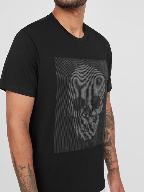 Tee Shirt Tête De Mort Bucker Noir Jet Guess