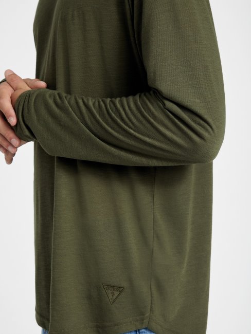 T-shirt Guess Vantor à Manches Longues Travertin