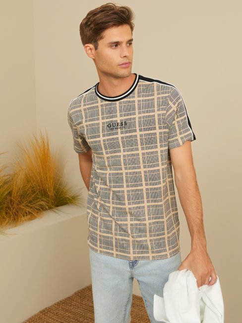 T-shirt Col Ras Du Cou à Carreaux Manny Guess Plaid Multi